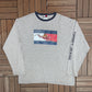 Tommy Hilfiger Jeans Skiing Graphic Tee | Size X-Large | Vintage 1990s Made in USA Grey Long Sleeve |