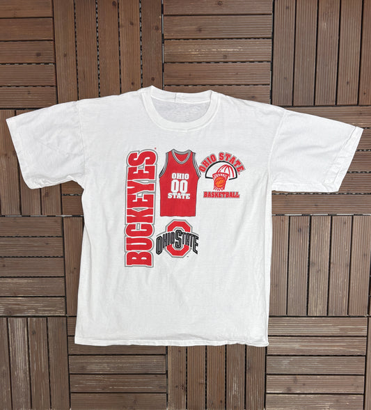 Ohio State Buckeyes Basketball Graphic Tee | Size X-Large | Vintage 1990s College Sports White T-Shirt |