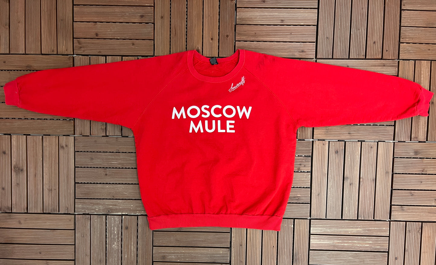 Smirnoff Moscow Mule Graphic Crewneck | Size Large | Vintage 2000s Promotional Red Sweater |