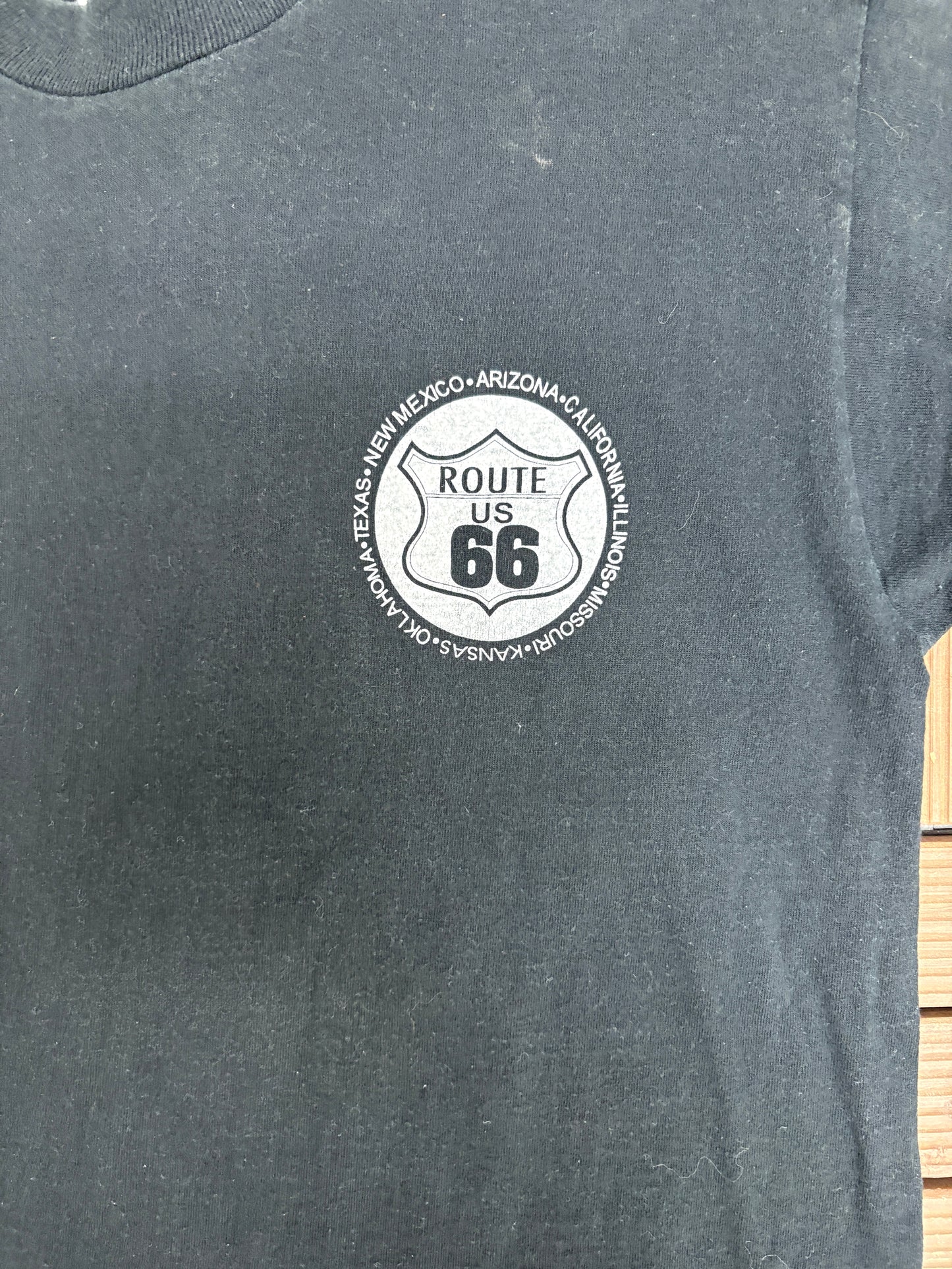 Route 66 Main Street Of America Graphic Tee | Size Large | Vintage 1990s Black Tourist T-Shirt |