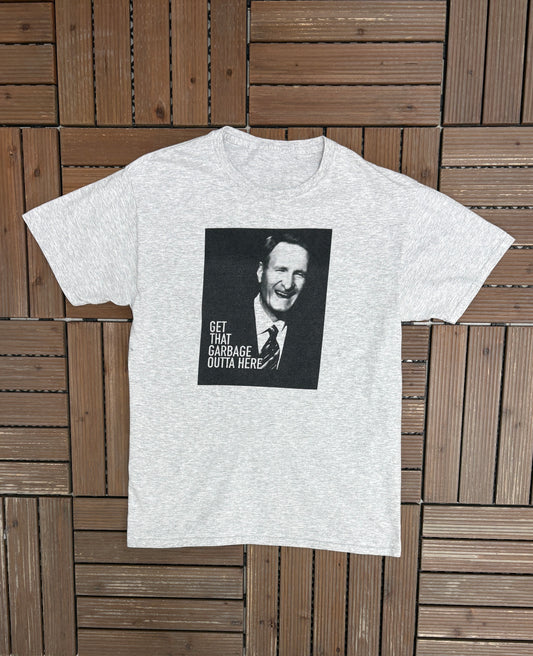 Jack Armstrong Get That Garbage Outta Here Graphic Tee | Size Large | Promotional NBA Basketball Grey T-Shirt |