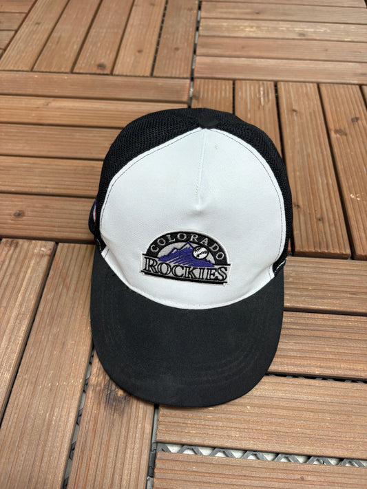 Colorado Rockies Embroidered Graphic Hat | Snap Back | Vintage 2000s MLB Baseball White Cap |
