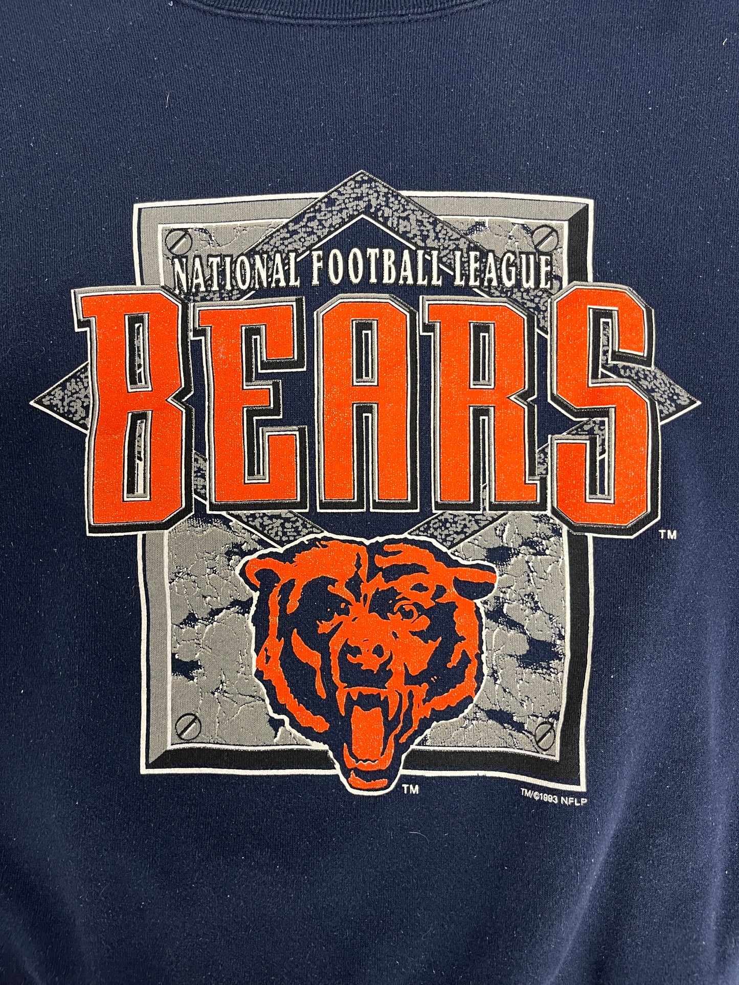 Chicago Bears Graphic Crewneck | Size X-Large | Vintage 1990s NFL Football Blue Sweater | Made in USA |