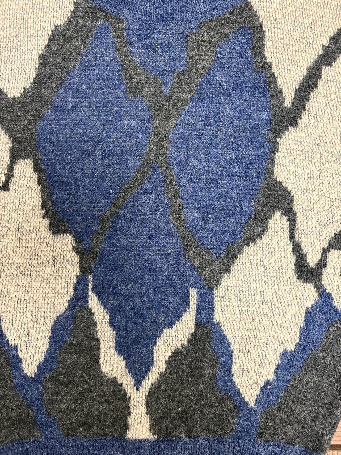 Saturdays Abstract Pattern Knit Sweater | Size Large | Vintage 1980s Knit Blue Sweatshirt |