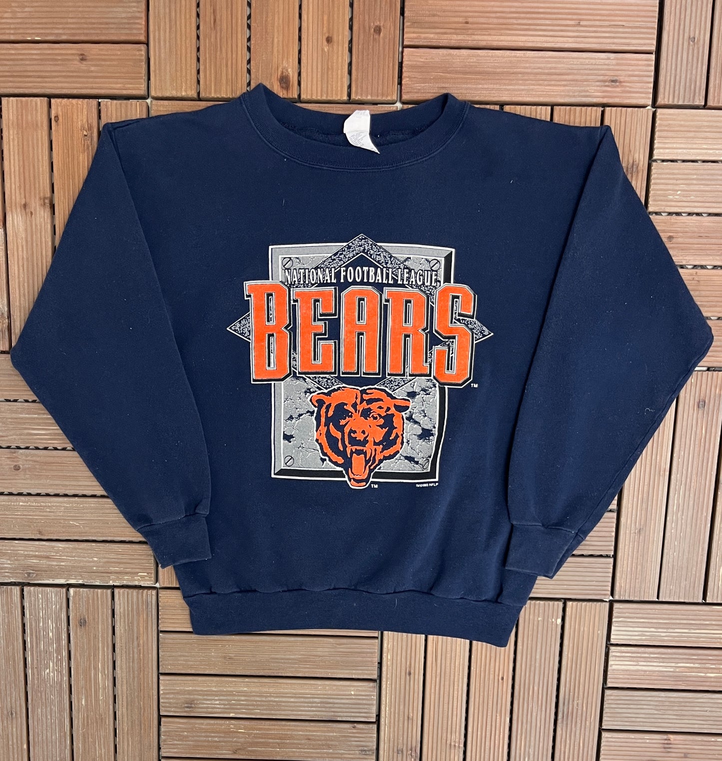 Chicago Bears Graphic Crewneck | Size X-Large | Vintage 1990s NFL Football Blue Sweater | Made in USA |