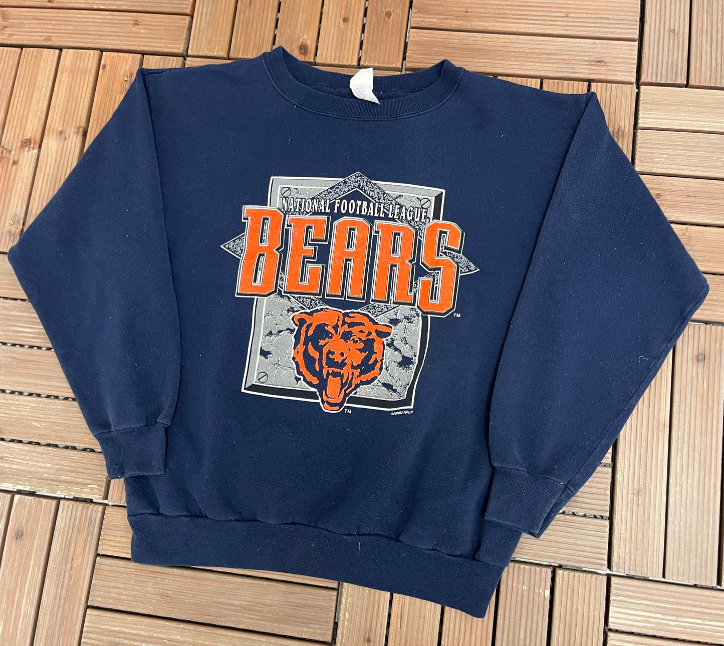 Chicago Bears Graphic Crewneck | Size X-Large | Vintage 1990s NFL Football Blue Sweater | Made in USA |