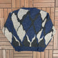 Saturdays Abstract Pattern Knit Sweater | Size Large | Vintage 1980s Knit Blue Sweatshirt |