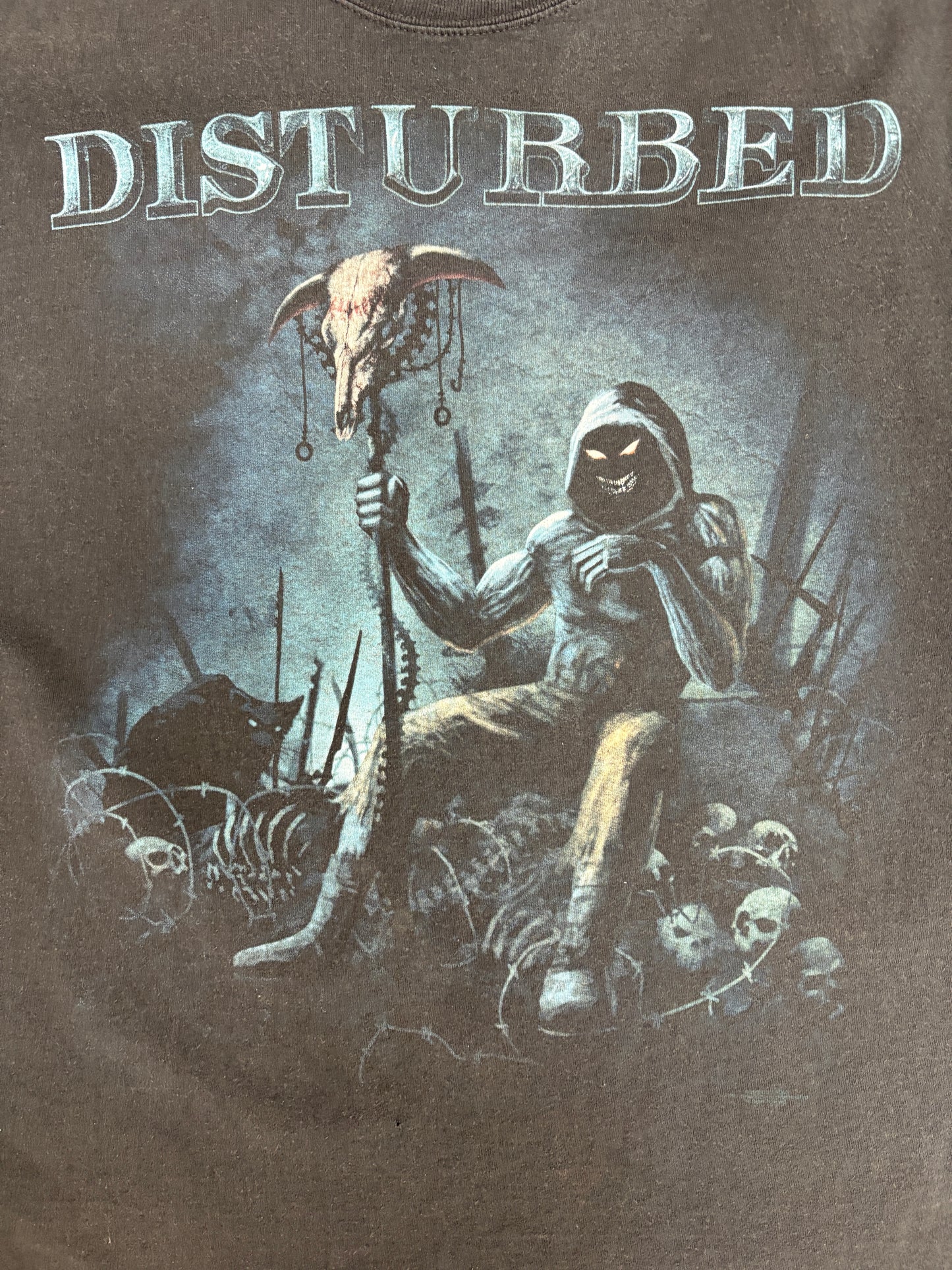 Disturbed Band Graphic Tee | Size Large | Vintage 2000s Heavy Metal Band Music Black T-Shirt |