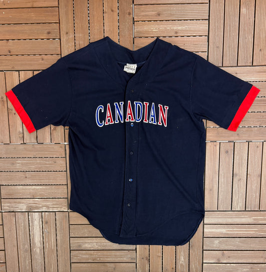 Molson Canadian Graphic Jersey | Size Large | Vintage 1990s Blue Promotional Jersey |