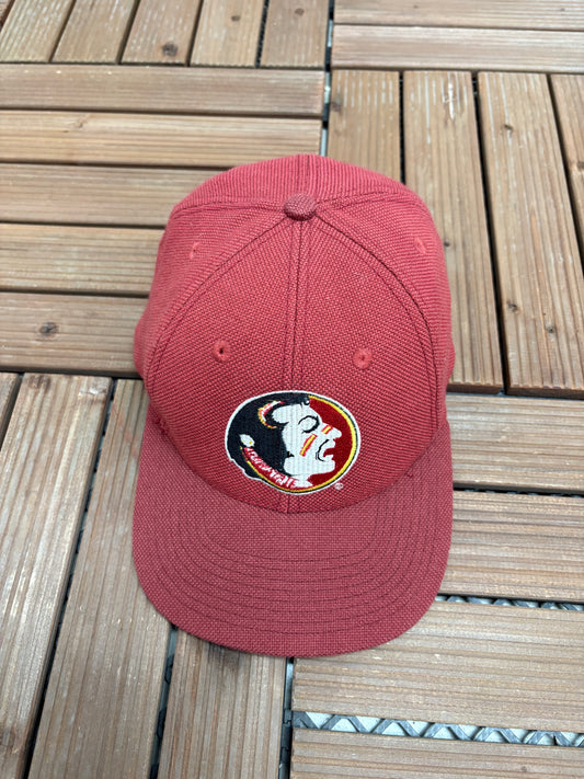 Florida State Seminoles Embroidered Hat | Snap Back | Vintage 1990s College Red Logo Athletic Cap |