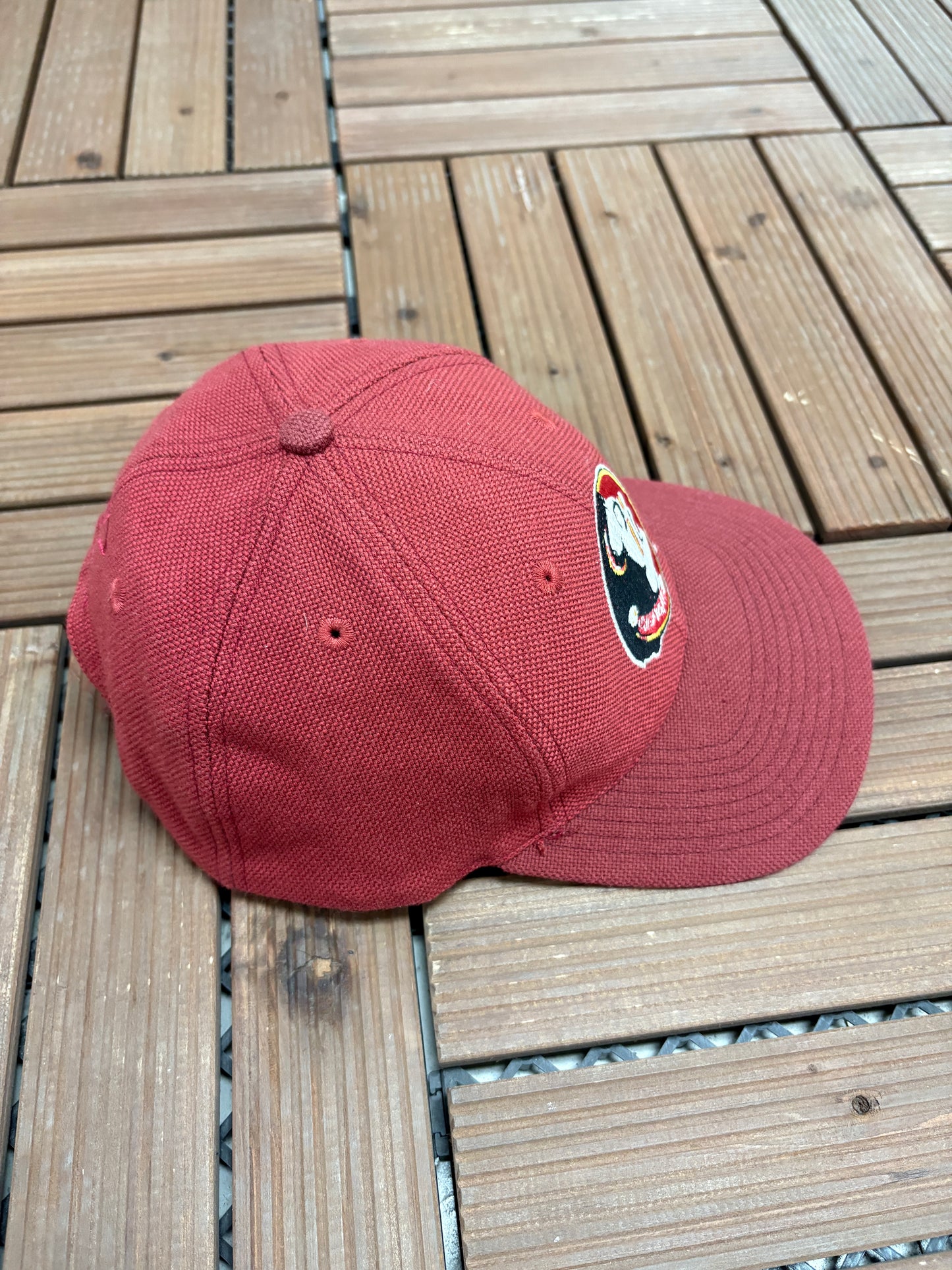 Florida State Seminoles Embroidered Hat | Snap Back | Vintage 1990s College Red Logo Athletic Cap |