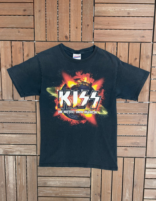 Kiss The Hottest Show On Earth Graphic Tee | Size Small | Vintage 2000s Rock Band Black T-Shirt |