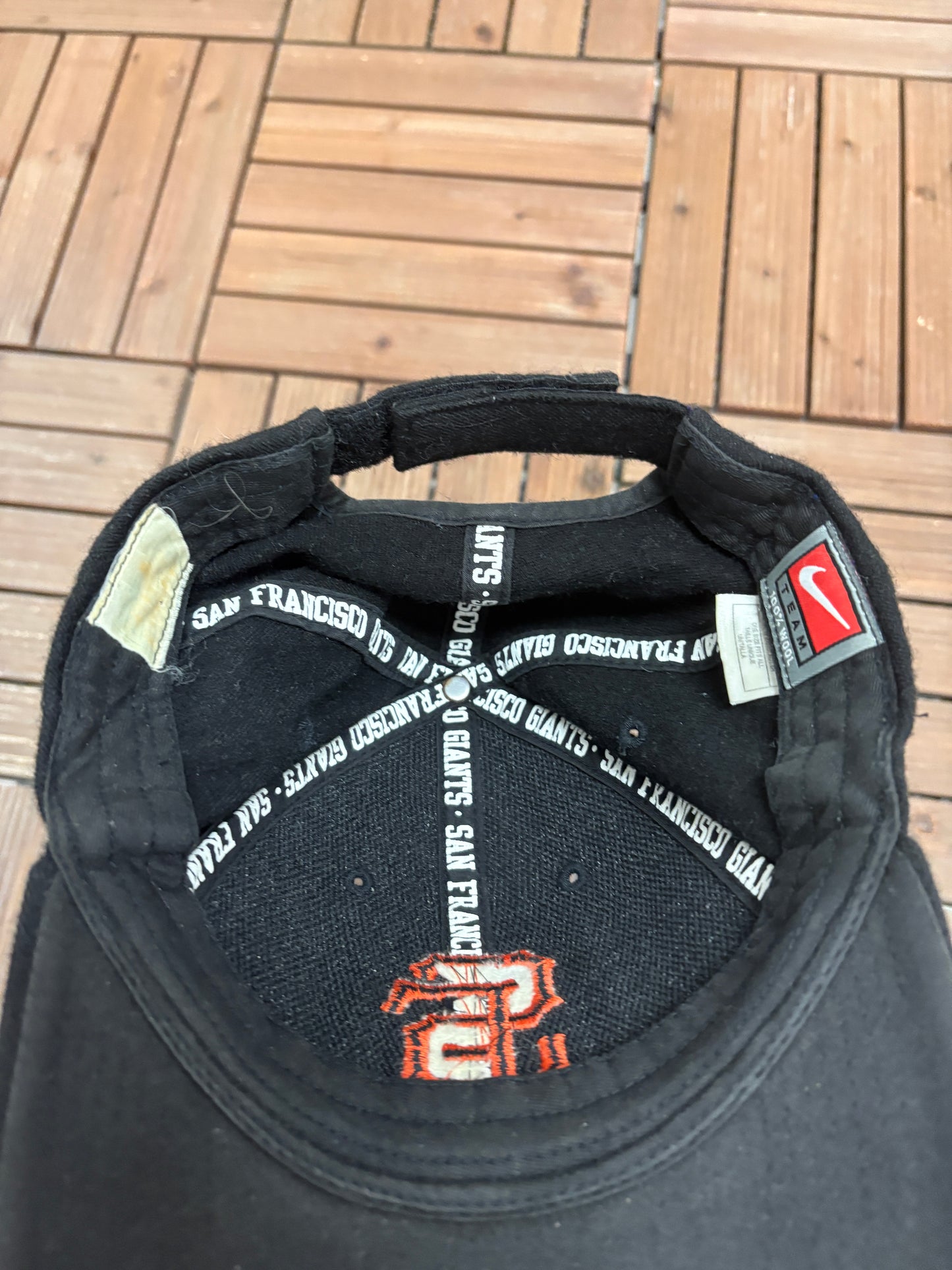 San Francisco Giants Nike Embroidered Hat | Strap Back | Vintage 2000s Nike MLB Baseball Black Cap |