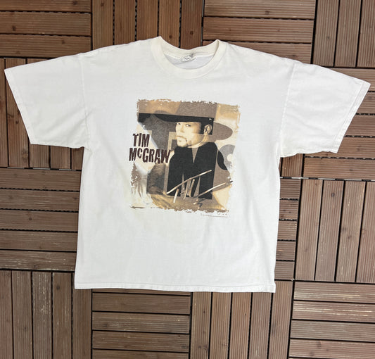 Tim McGraw Graphic Tee | Size X-Large | Vintage 1990s Country Music White T-Shirt |