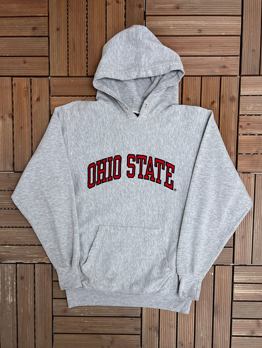 Ohio State Buckeyes Graphic Hoodie | Size X-Small | Vintage 1990s College Sports Grey Sweater |