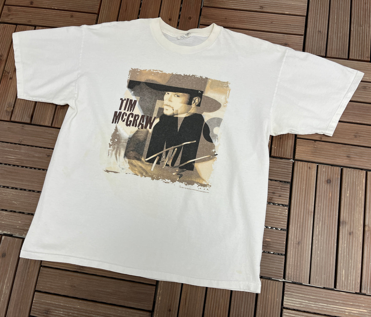 Tim McGraw Graphic Tee | Size X-Large | Vintage 1990s Country Music White T-Shirt |