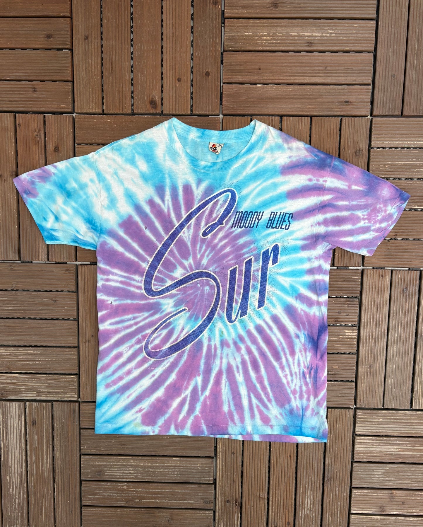 The Moody Blues Sur La Mer Graphic Tee | Size Medium | Vintage 1980s Rock Band Tie Dye T-Shirt |