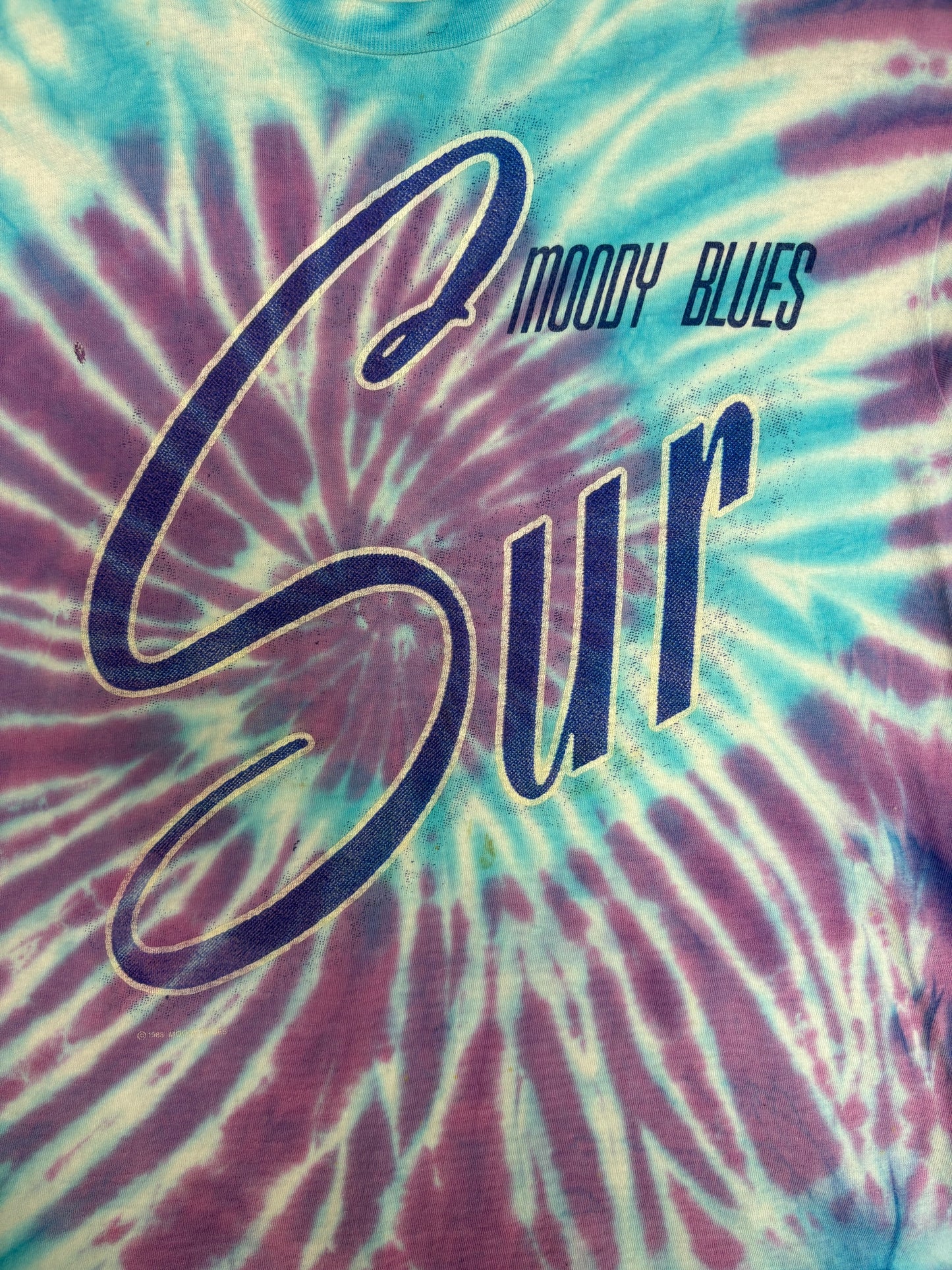 The Moody Blues Sur La Mer Graphic Tee | Size Medium | Vintage 1980s Rock Band Tie Dye T-Shirt |