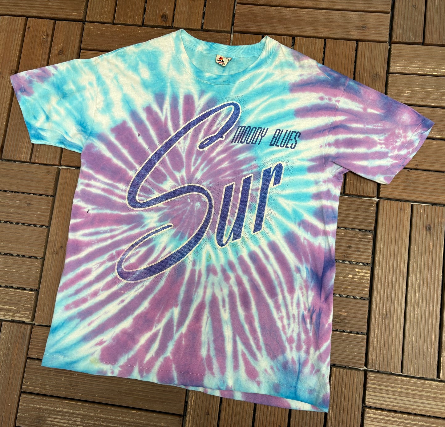 The Moody Blues Sur La Mer Graphic Tee | Size Medium | Vintage 1980s Rock Band Tie Dye T-Shirt |