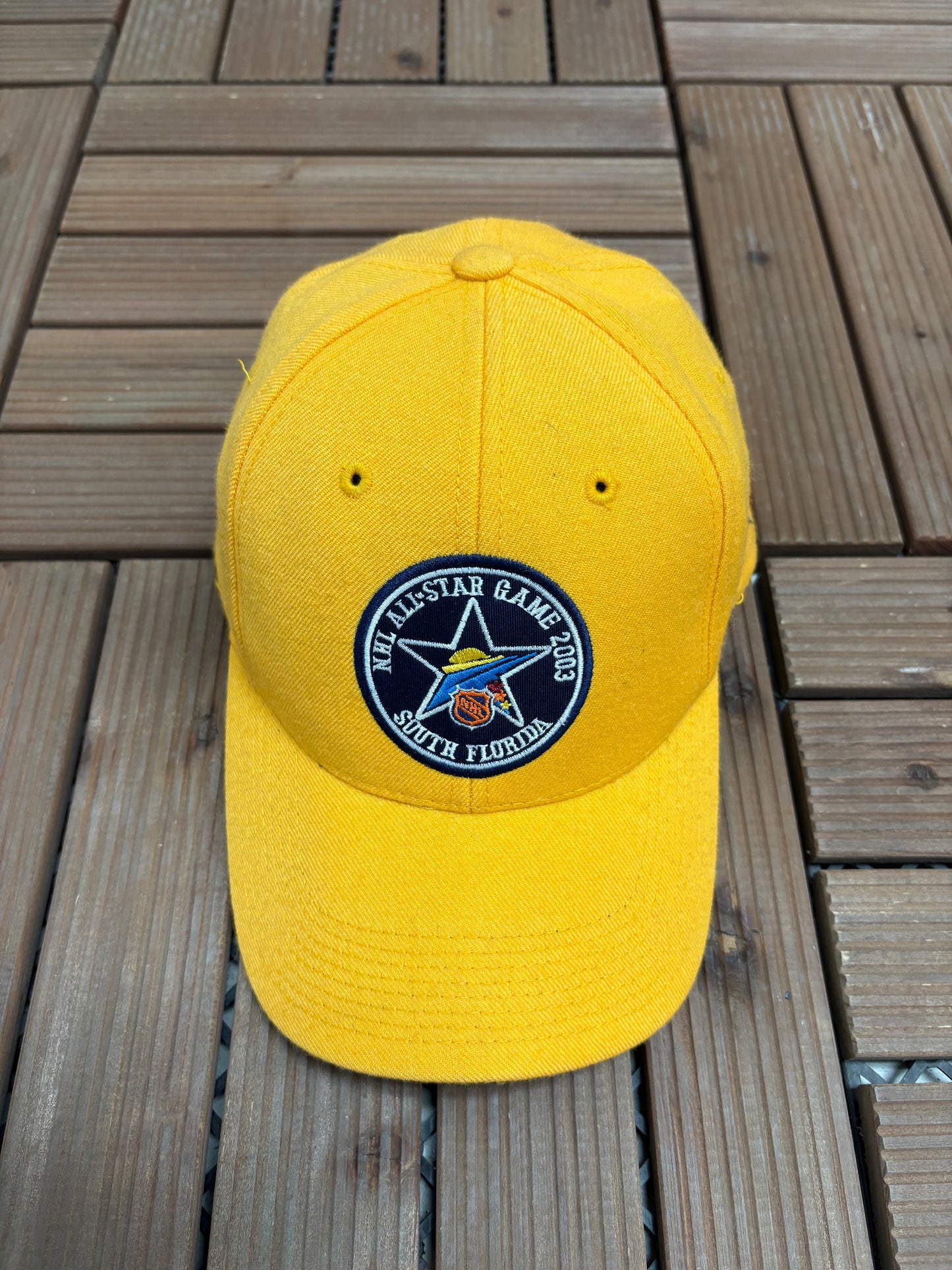 NHL All-Star Game 2003 South Florida Graphic Hat | Strap Back | Vintage 2000s NHL Hockey Yellow Cap |