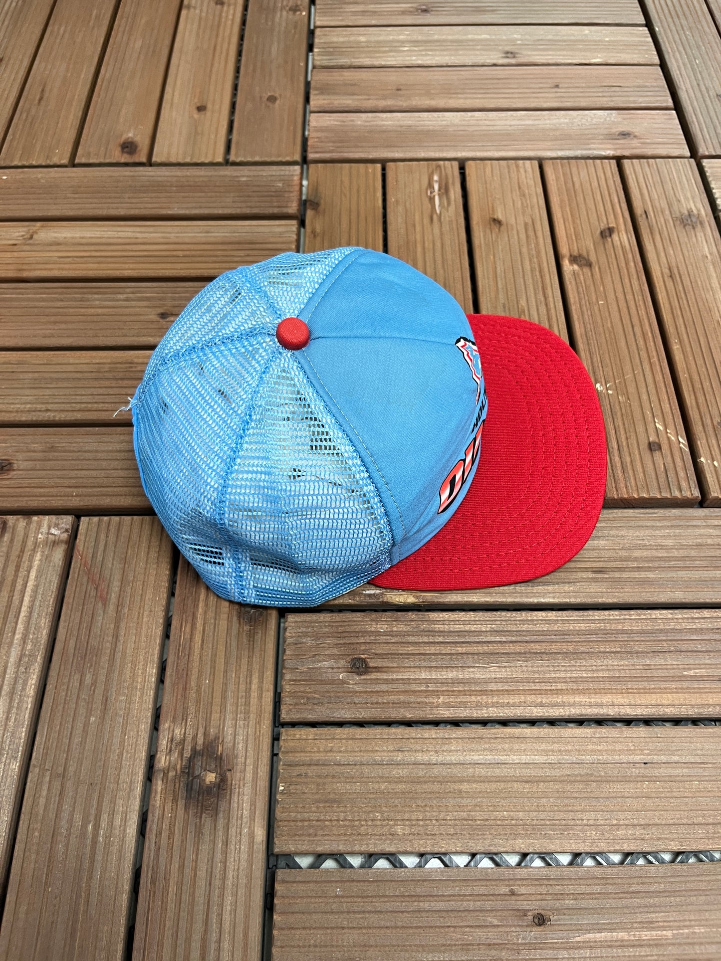 Houston Oilers Graphic Hat | A Snap Back | Vintage 1980s New Era NFL Football Light Blue Cap |