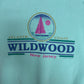Wildwood, New Jersey Graphic Crewneck | Size Large | Vintage 1980s Tourist Promotional Blue Sweater |
