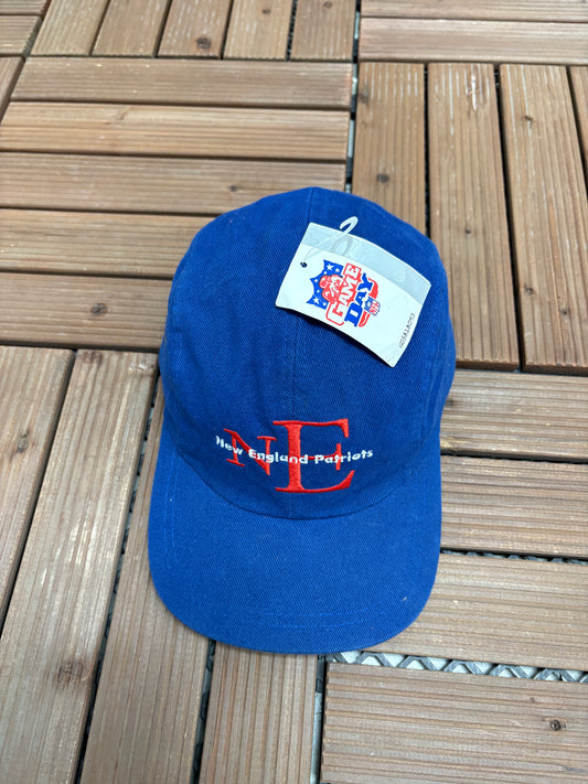 New England Patriots Embroidered Graphic Hat | Metal Clasp | Vintage 1990s NFL Football Blue Hat |