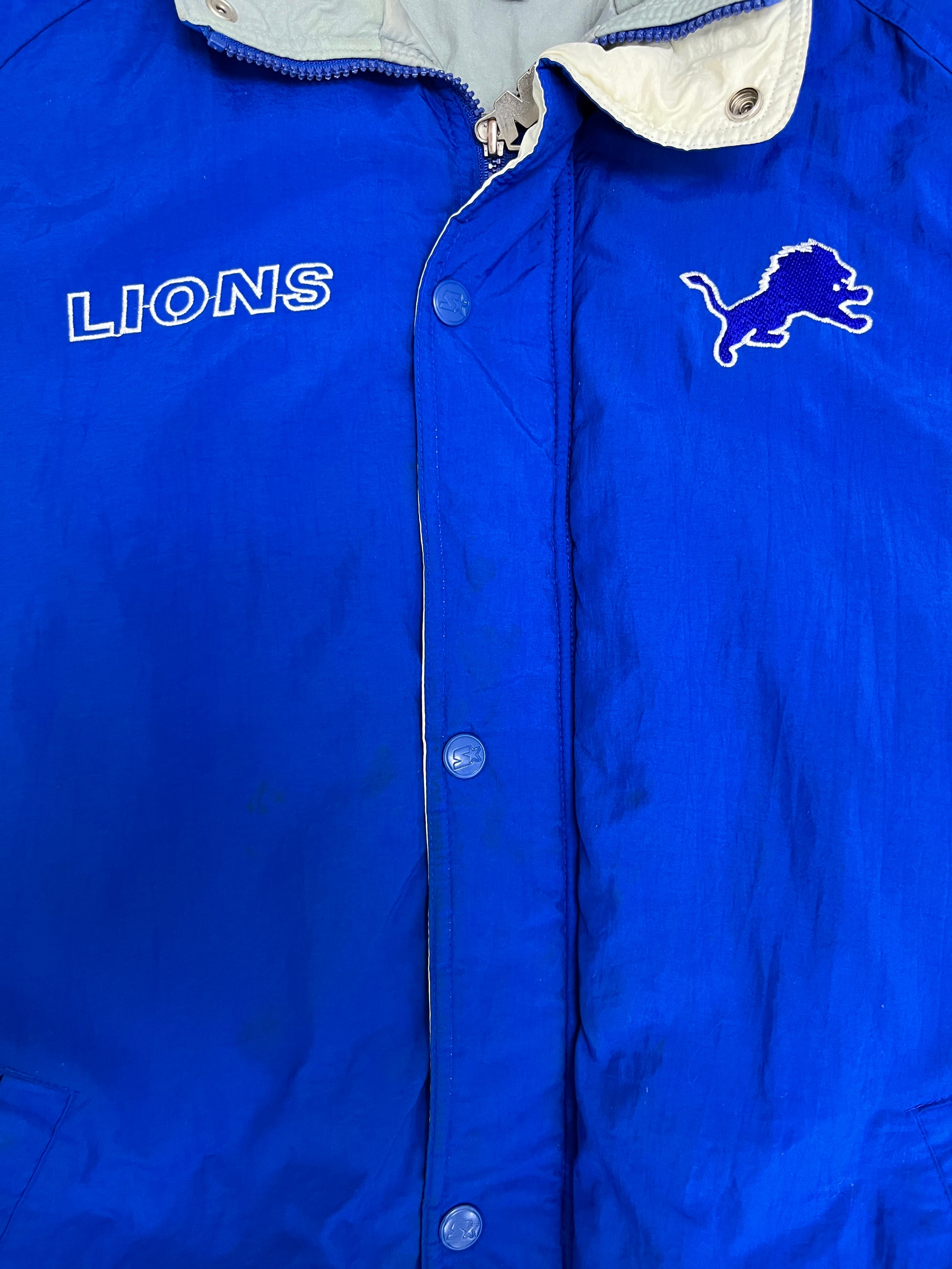 Detroit Lions Vintage 90s Logo 7 Hooded Puffer Jacket Blue Grey – ABC  Vintage