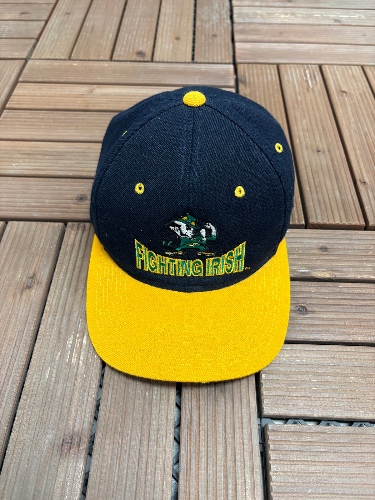 Notre Dame Fighting Irish Graphic Hat | Size 7 1/8 | Vintage 1990s College Blue Cap |