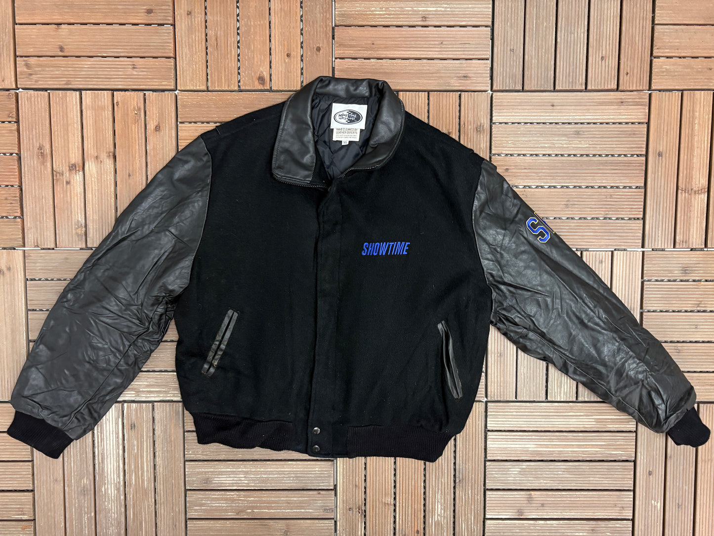 Showtime Championship Boxing Graphic Jacket | Size X-Large | Vintage 1990s Varsity Black Jacket |