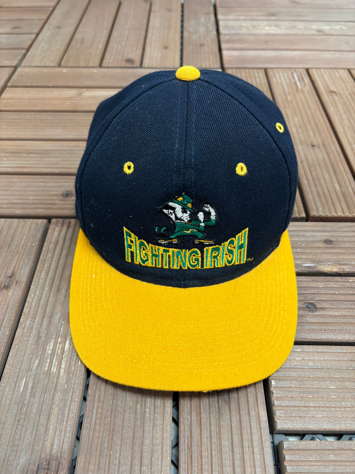 Notre Dame Fighting Irish Graphic Hat | Size 7 1/8 | Vintage 1990s College Blue Cap |