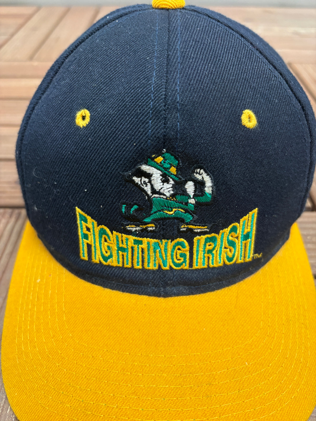 Notre Dame Fighting Irish Graphic Hat | Size 7 1/8 | Vintage 1990s College Blue Cap |