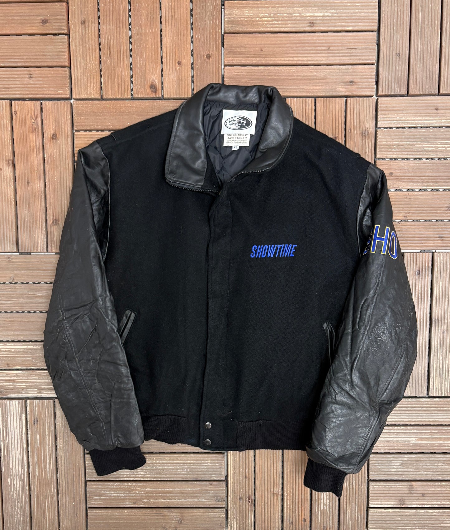 Showtime Championship Boxing Graphic Jacket | Size X-Large | Vintage 1990s Varsity Black Jacket |