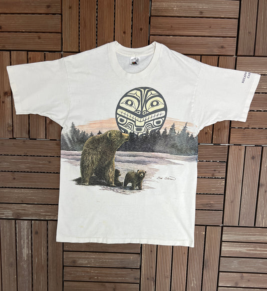 Kelowna, British Columbia Scenic Graphic Tee | Size Large | Vintage 1990s Scenic Animal White T-Shirt |