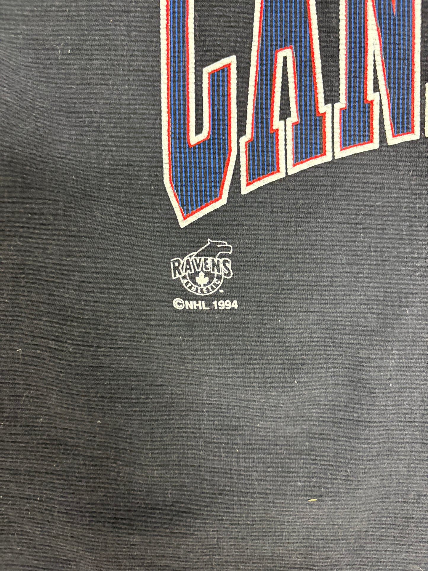 Montreal Canadiens Tank Top Graphic Hoodie | Size Medium | Vintage 1990s NHL Hockey Black T-Shirt |