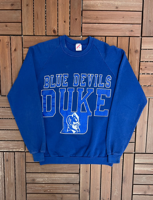 Duke Blue Devils Basketball Graphic Crewneck | Size X-Large | Vintage 1990s College Sports Blue Sweater |