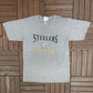 Pittsburgh Steelers 1995 AFC Champions Graphic Tee | Size Large | Vintage 1990s NFL Football Grey T-Shirt |