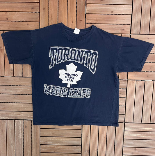 Toronto Maple Leafs Graphic Tee | Size X-Large | Vintage 2000s NHL Hockey Blue T-Shirt |