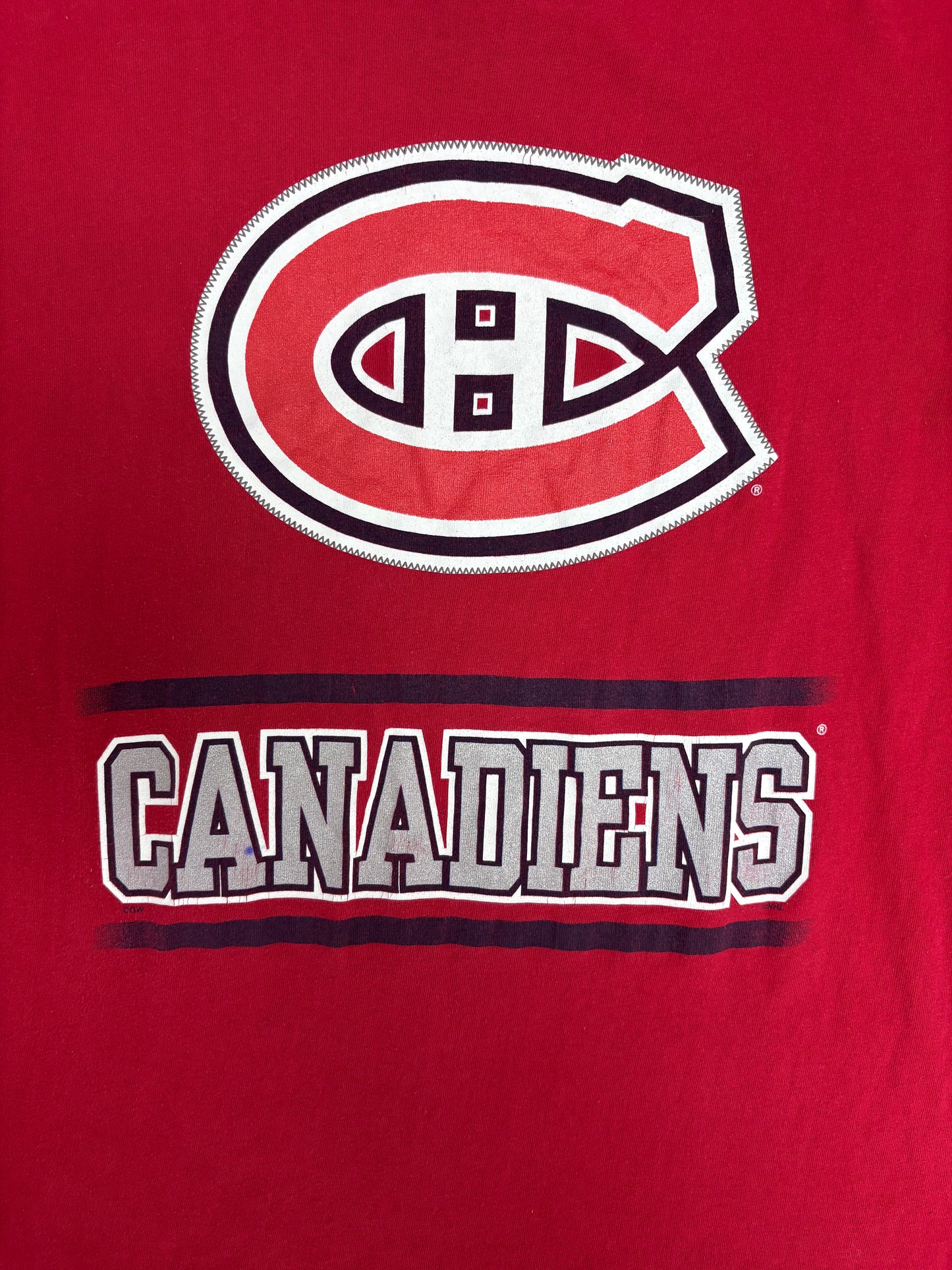 Montreal Canadiens Graphic Tee | Size Medium | Vintage 1990s NHL Hockey Red T-Shirt |