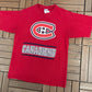 Montreal Canadiens Graphic Tee | Size Medium | Vintage 1990s NHL Hockey Red T-Shirt |