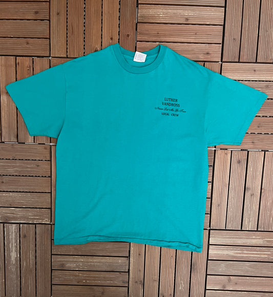 Luther Vandross Never Let Me Go Tour 1993 Graphic Tee | Size X-Large | Vintage 1990s Singer-Songwriter Teal T-Shirt |