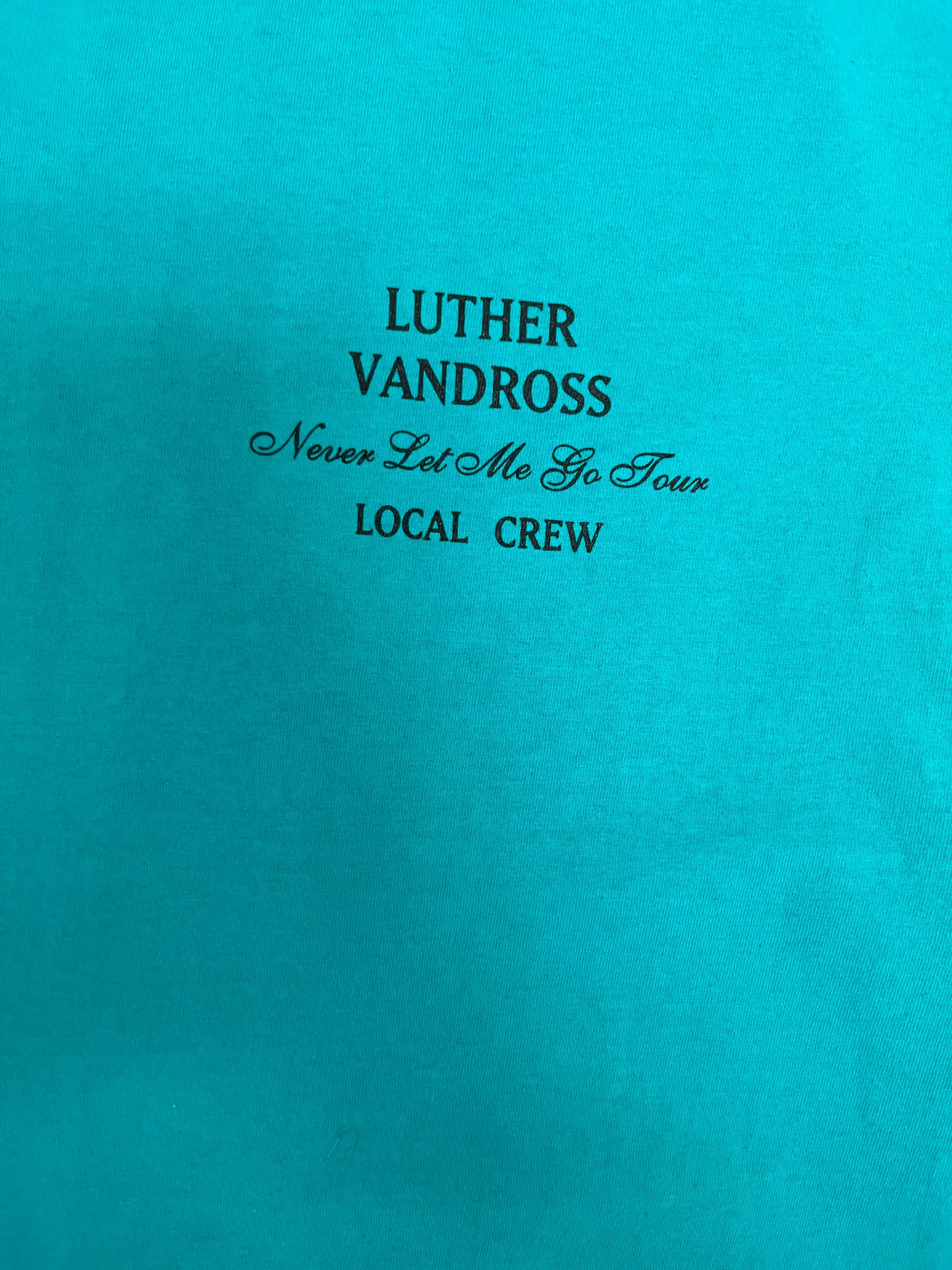 Luther Vandross Never Let Me Go Tour 1993 Graphic Tee | Size X-Large | Vintage 1990s Singer-Songwriter Teal T-Shirt |