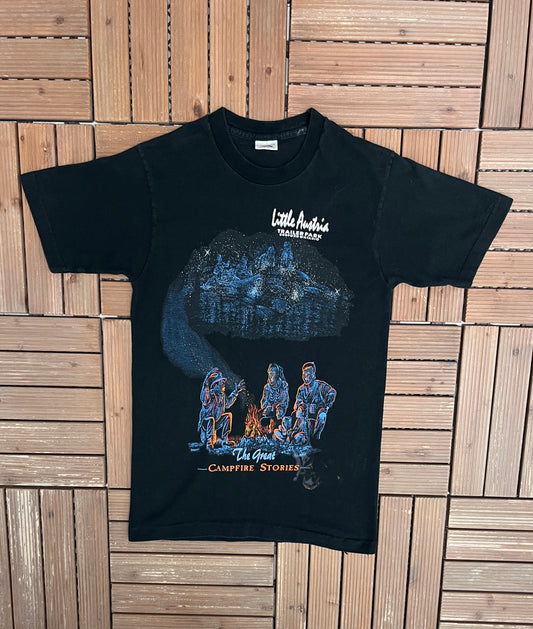 Little Austria Trailer Park Graphic Tee | Size Small | Vintage 1990s Tourist Black T-Shirt |