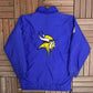 Minnesota Vikings Embroidered Graphic Jacket | Size Medium | Vintage 1990s NFL Football Purple Jacket |