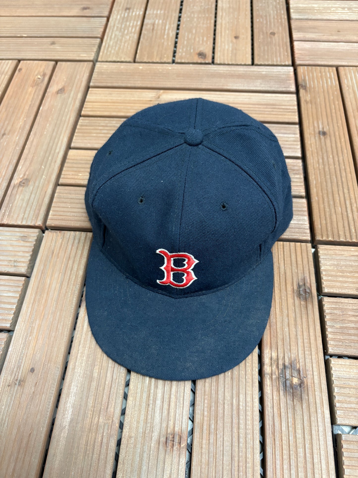 Boston Red Sox Embroidered Graphic Hat | Size 7 5/8 | Vintage 1990s MLB Baseball Blue Cap |