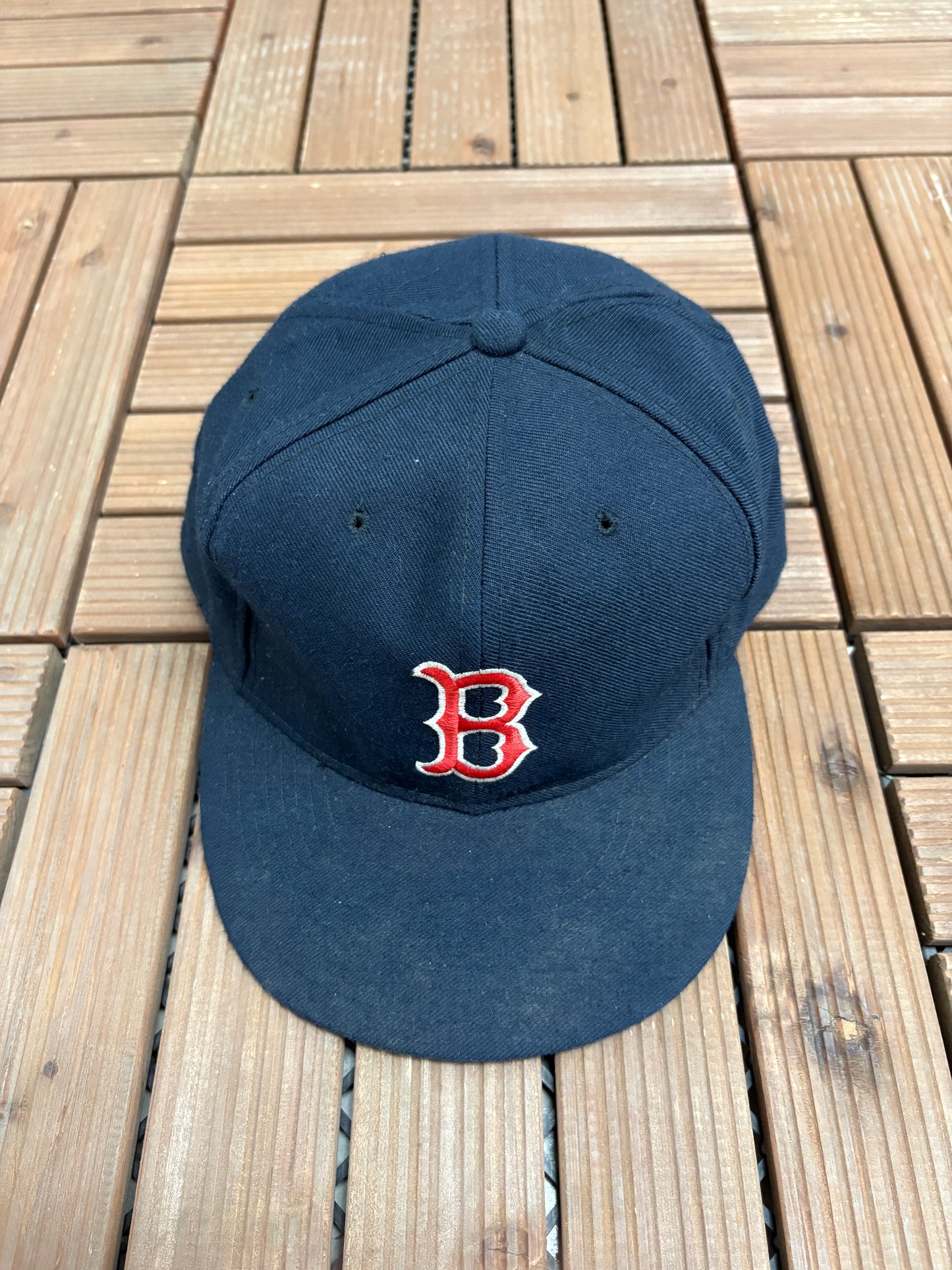 Boston Red Sox Embroidered Graphic Hat | Size 7 5/8 | Vintage 1990s MLB Baseball Blue Cap |
