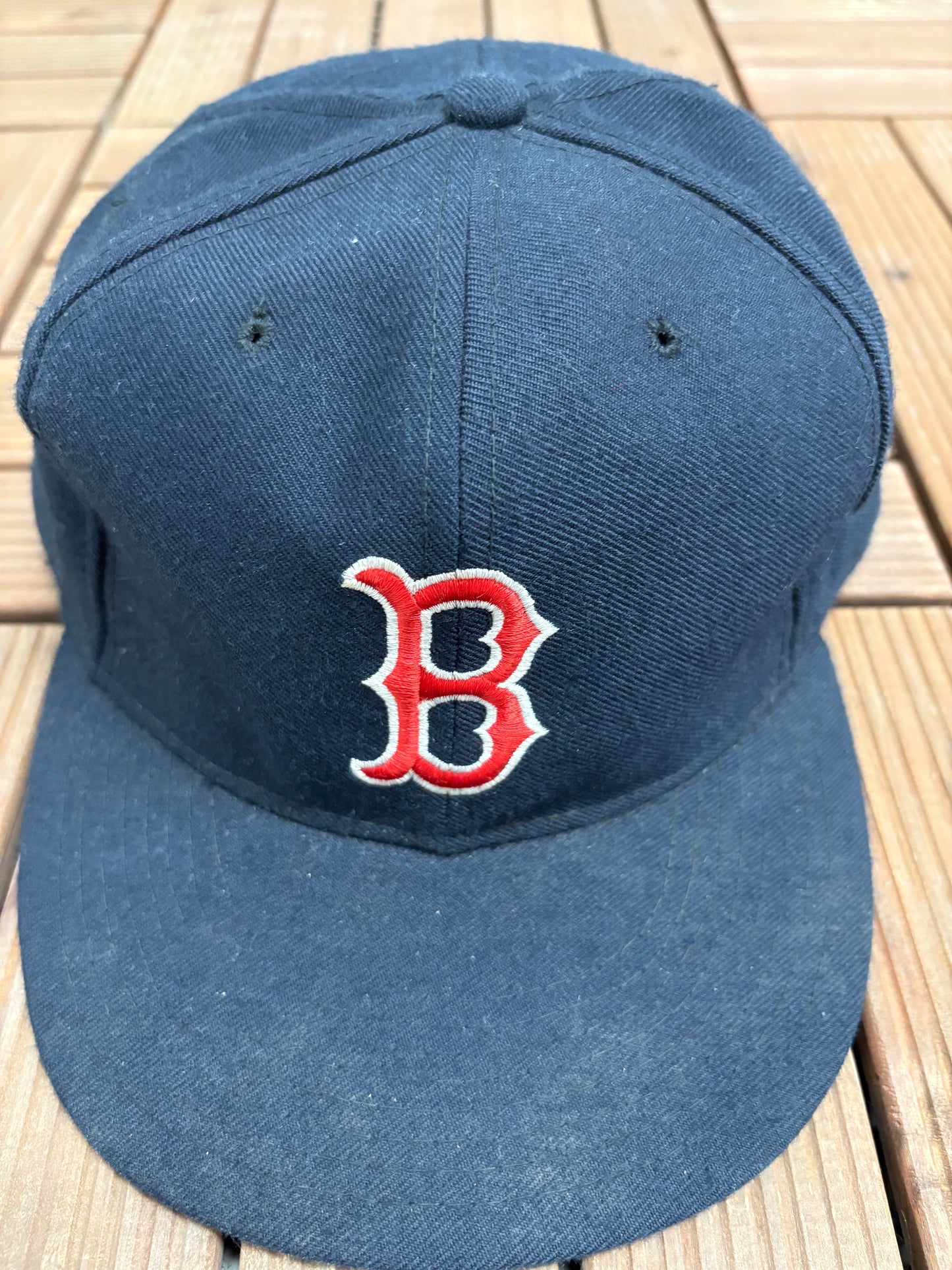 Boston Red Sox Embroidered Graphic Hat | Size 7 5/8 | Vintage 1990s MLB Baseball Blue Cap |