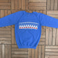 Alaska State Museum Graphic Crewneck | Size Medium | Vintage 1980s Tourist Promotional Blue Sweater |