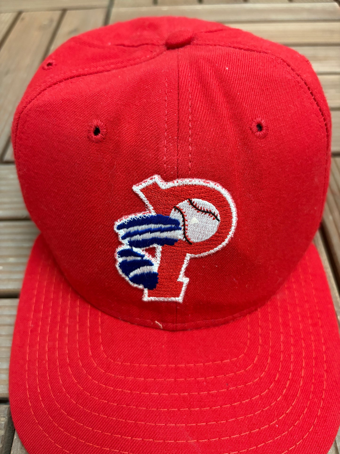 Philadelphia Phillies Embroidered Hat | Snap Back | Vintage 1990s MLB Baseball Red Cap |