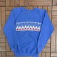 Alaska State Museum Graphic Crewneck | Size Medium | Vintage 1980s Tourist Promotional Blue Sweater |